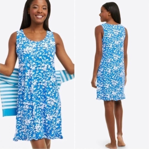 Draper James Blue Shadow Floral‎ Ruffle Nightie Sleep Dress size S/M